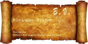Biringer Viktor névjegykártya